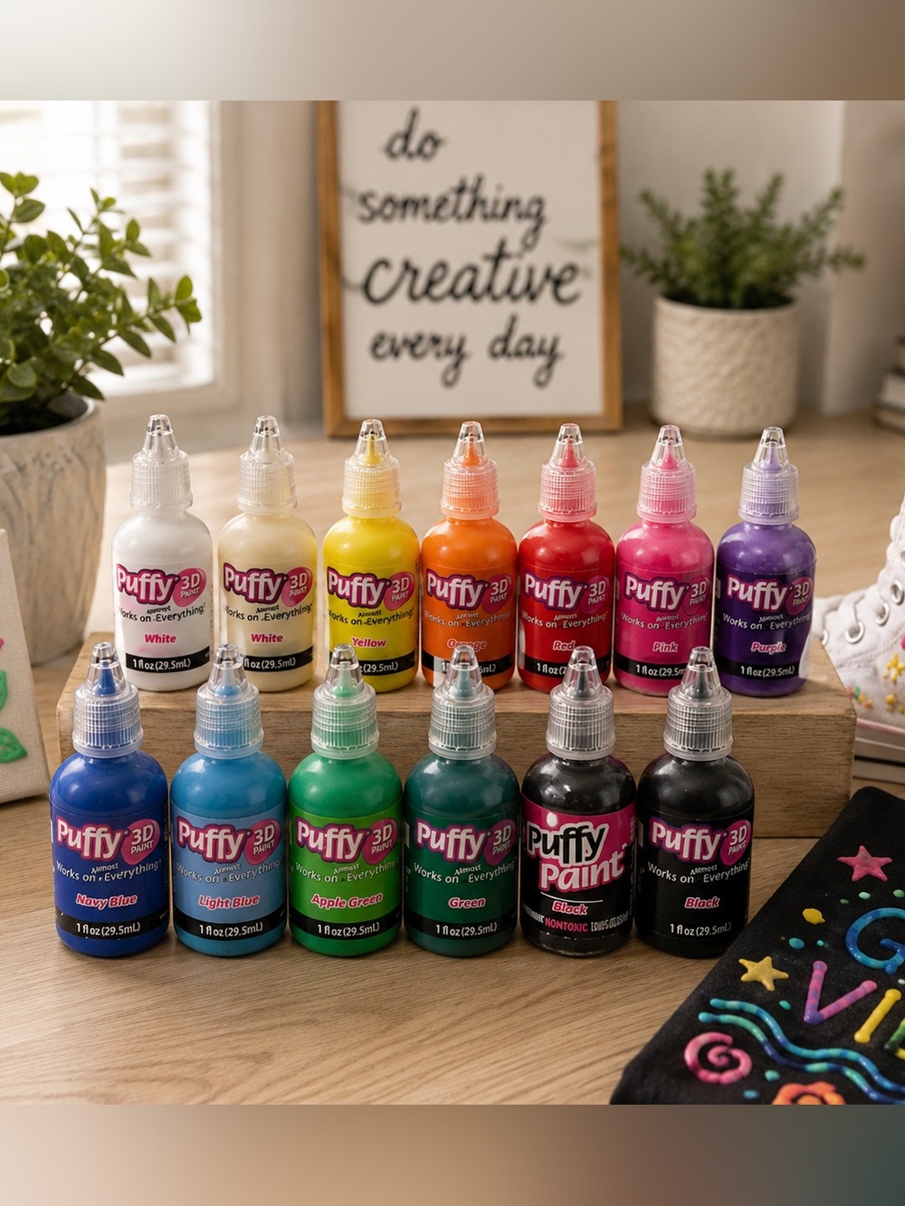 Puffy 3D Craft Paint Set 13pc Bundle 1oz Fabric Acrylic Colors DIY Art